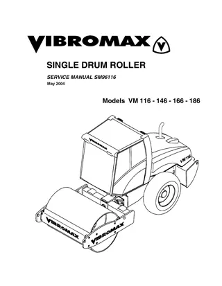 JCB VIBROMAX VM116 VM146 VM166 VM186 Single Drum Roller Service Repair Manual Instant Download