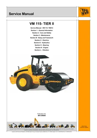 JCB VM115 TIER II Roller Service Repair Manual Instant Download