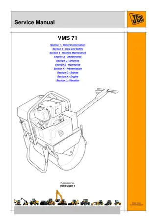 JCB VMS71 Mini Road Roller Service Repair Manual Instant Download