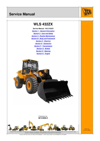 JCB WLS 432ZX Wheeled Loading Shovel Service Repair Manual Instant Download