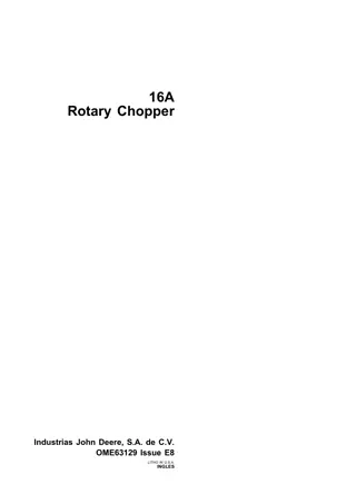 John Deere 16A Rotary Chopper Operator’s Manual Instant Download (Publication No. OME63129)