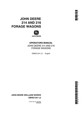 John Deere 214 and 216 Forage Wagons Operator’s Manual Instant Download (Publication No. OMW21341)