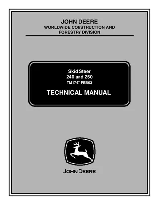 John Deere 240 250 Skid Steer Loader Service Repair Manual Instant Download