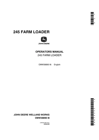 John Deere 245 Farm Loader Operator’s Manual Instant Download (Publication No. OMW38890)