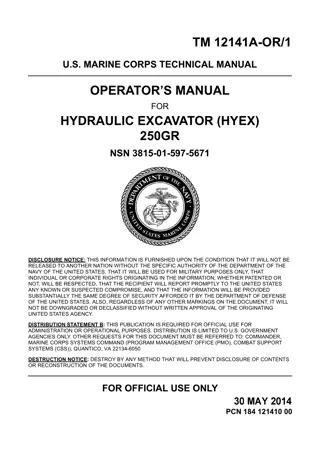 John Deere 250GR Hydraulic Excavator (HYEX) Operator’s Manual Instant Download (Publication No. TM12141AOR1)