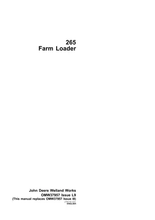 John Deere 265 Farm Loader Operator’s Manual Instant Download (Publication No. OMW37957)