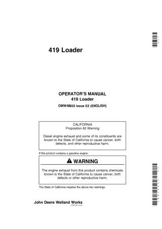 John Deere 419 Loader Operator’s Manual Instant Download (Publication No. OMW48833)