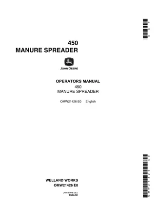 John Deere 450 Manure Spreader Operator’s Manual Instant Download (Publication No.OMW21426)