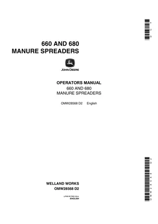 John Deere 660 and 680 Manure Spreaders Operator’s Manual Instant Download (Publication No.OMW28568)