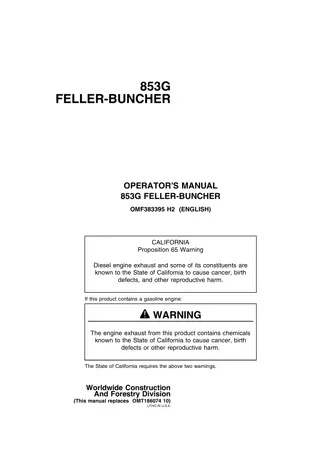 John Deere 853G Feller-Buncher Operator’s Manual Instant Download (Publication No.OMF383395)