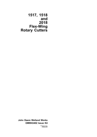 John Deere 1517 1518 and 2018 Flex-Wing Rotary Cutters Operator’s Manual Instant Download (Publication No. OMW43402)