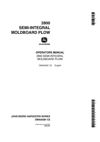 John Deere 2800 Semi-Integral Moldboard Plow Operator’s Manual Instant Download (Publication No.OMA50281)