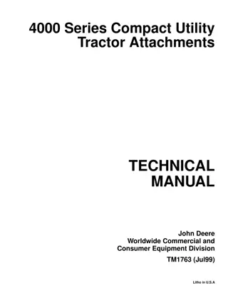 John Deere 4000 Series Compact Utility Tractor Attachments Service Repair Manual Instant Download