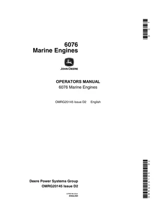 John Deere 6076 Marine Engines Operator’s Manual Instant Download (Publication No.OMRG20145)