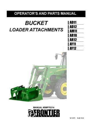 John Deere AD11 AD12 AM11 AR10 AR12 AY11 AY12 Bucket Loader Attachments Operator’s Manual Instant Download (Publication No.5MP76314)