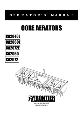 John Deere CA2048E CA2060E CA2072E CA2060 CA2072 Core Aerators Operator’s Manual Instant Download (Publication No. 5BP960386B)