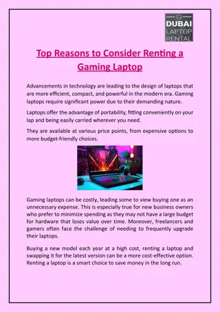 Top Reasons to Consider Renting a Gaming Laptop