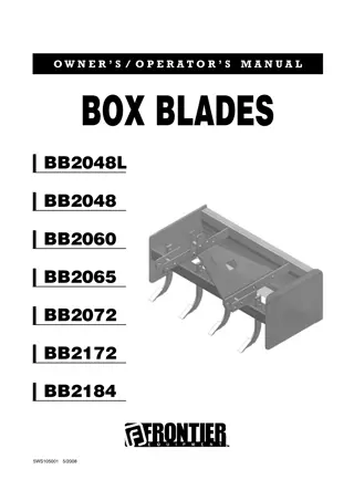 John Deere Frontier BB2048L BB2048 BB2060 BB2065 BB2072 BB2172 BB2184 Box Blades Operator’s Manual Instant Download (Publication No. 5ws105001)