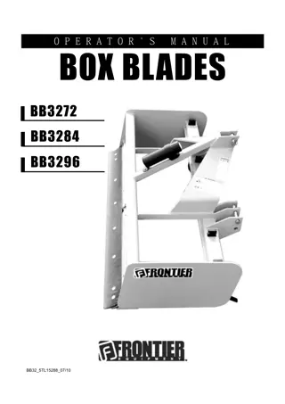 John Deere Frontier BB3272 BB3284 BB3296 Box Blades Operator’s Manual Instant Download (Publication No. 5TL15288)