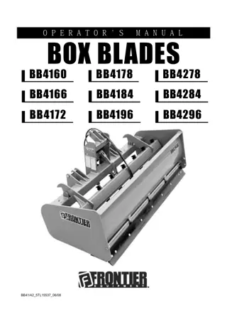 John Deere Frontier BB4160 BB4166 BB4172 BB4178 BB4184 BB4196 BB4278 BB4284 BB4296 Box Blades Operator’s Manual Instant Download (Publication No. 5TL15537)