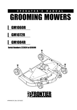 John Deere Frontier GM1060R GM1072R GM1084R Grooming Mowers (Serial Numbers 222024 to 626599) Operator’s Manual Instant Download (Publication No. 5WPMAN0181)