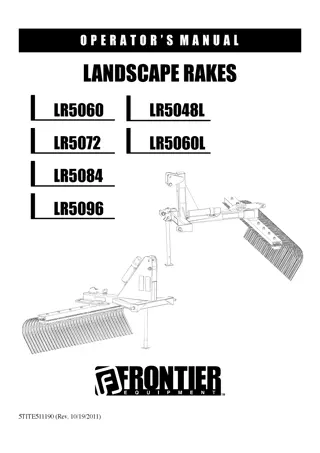 John Deere Frontier LR5060 LR5072 LR5084 LR5096 LR5048L LR5060L Landscape Rakes Operator’s Manual Instant Download (Publication No. 5TITE511190)