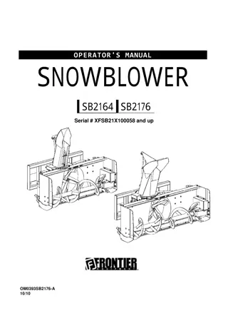 John Deere Frontier SB2164 SB2176 Snowblower (Serial NoXFSB21X100058 and up) Operator’s Manual Instant Download (Publication No. 5RDSB2176PA)