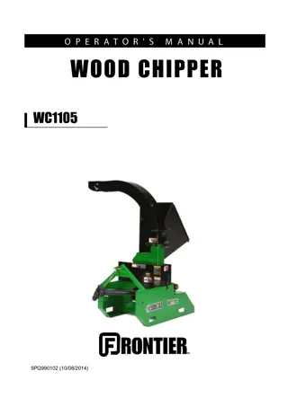 John Deere Frontier WC1105 Wood Chipper Operator’s Manual Instant Download (Publication No. 5PQ990102)