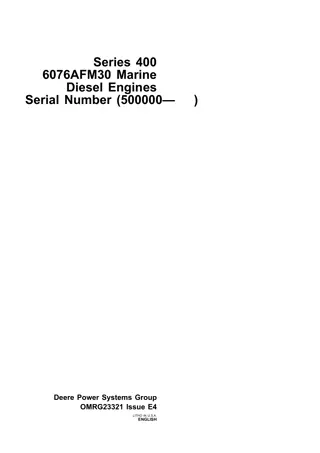 John Deere Series 400 6076AFM30 Marine Diesel Engines (Serial Number500000-) Operator’s Manual Instant Download (Publication No.OMRG23321)