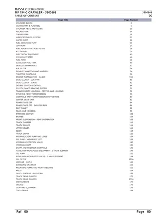 Massey Ferguson MF 194 C CRAWLER Parts Catalogue Manual Instant Download