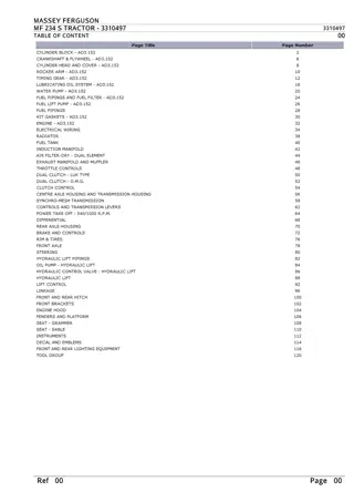 Massey Ferguson MF 234 S TRACTOR Parts Catalogue Manual Instant Download