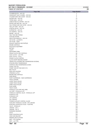 Massey Ferguson MF 254 C CRAWLER Parts Catalogue Manual Instant Download