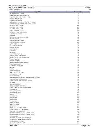 Massey Ferguson MF 274 SK TRACTOR Parts Catalogue Manual Instant Download