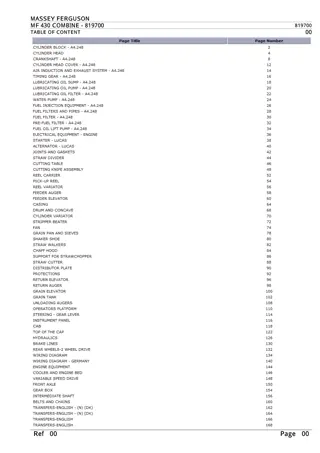 Massey Ferguson MF 430 COMBINE Parts Catalogue Manual Instant Download