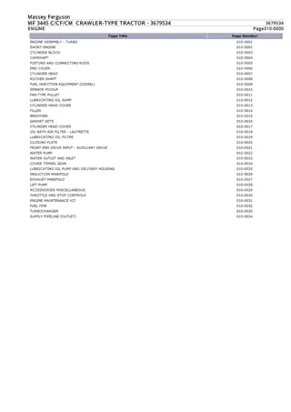 Massey Ferguson MF 3445 C  MF 3445 CF  MF 3445 CM CRAWLER-TYPE TRACTOR Parts Catalogue Manual Instant Download