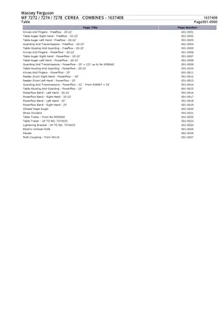 Massey Ferguson MF 7272  7274  7278 CEREA COMBINES Parts Catalogue Manual Instant Download