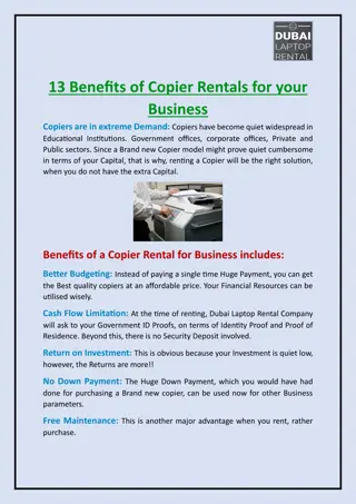 13 Benefits of Copier Rentals for your Business