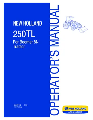 New Holland 250TL Loader for Boomer 8N Tractor Operator’s Manual Instant Download (Publication No.84207117)