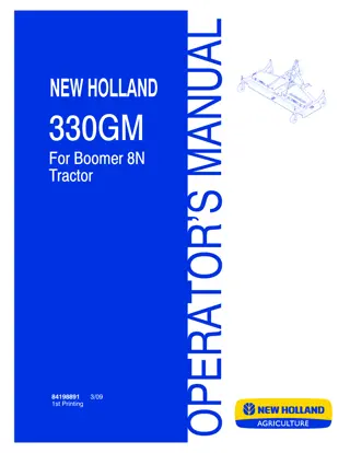 New Holland 330GM Mower for Boomer 8N Tractor Operator’s Manual Instant Download (Publication No.84198891)