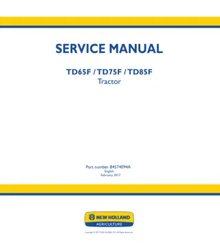 New Holland TD65F Tractor Service Repair Manual Instant Download