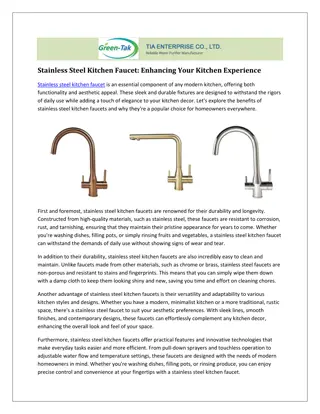 Stainless Steel Kitchen Faucet: Enhance Your Kitchen's Style and Functionality