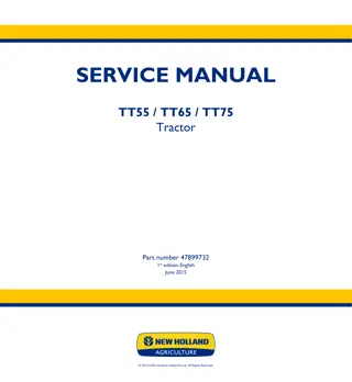 New Holland TT55 Tier3 engine, 2WD Tractor Service Repair Manual Instant Download