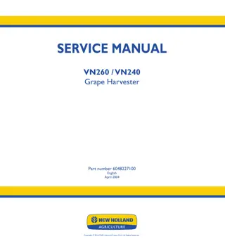 New Holland VN260 Grape Harvester Service Repair Manual Instant Download