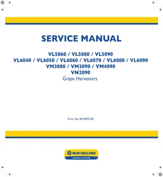 New Holland VN2090 Grape Harvester Service Repair Manual Instant Download