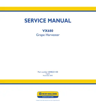 New Holland VX680 Grape Harvester Service Repair Manual Instant Download