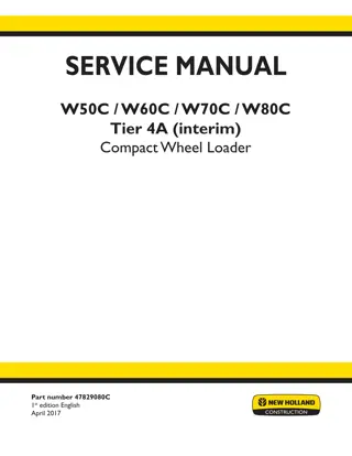 New Holland W50C TC Tier 4A (interim) Compact Wheel Loader Service Repair Manual Instant Download