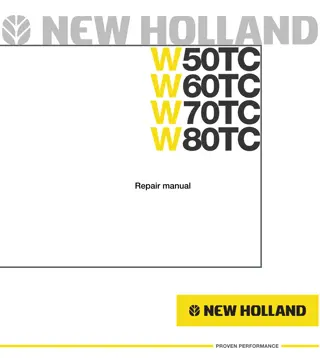 New Holland W50TC Wheel Loader Service Repair Manual Instant Download