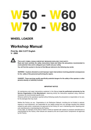 NEW HOLLAND W70 WHEEL EXCAVATOR Service Repair Manual Instant Download