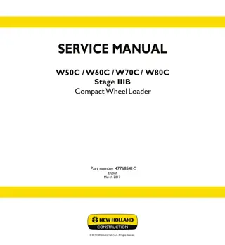 New Holland W70C HS Stage IIIB Compact Wheel Loader Service Repair Manual Instant Download