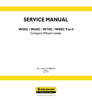 New Holland W70C HS Tier 4 Compact Wheel Loader Service Repair Manual Instant Download